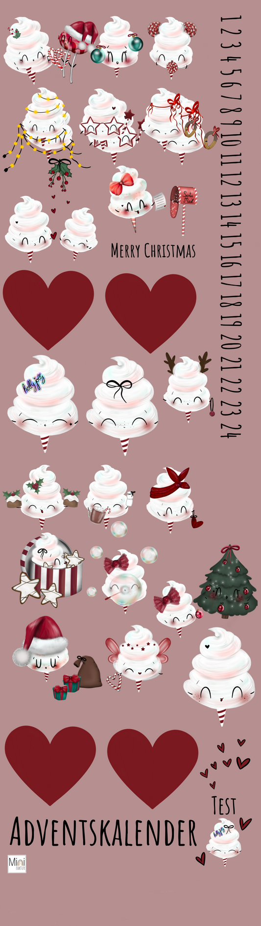 Bügelbilder für Adventskalender Cotton Candy