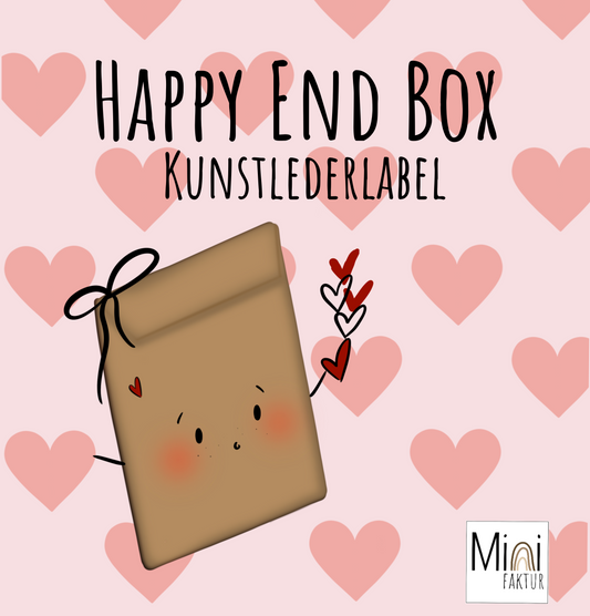 Happy Box Kunstlederlabel Spruch-Motiv Mix
